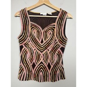 Y2K Alexandra Rosati Mesh Ribbon Tank Top Patchwork Frayed Blouse 8 Artsy Boho